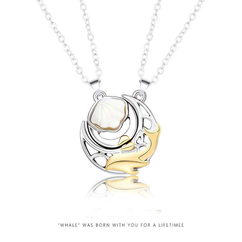 

Fashion Couple Necklace A Pair of Magnet Stone Shell Men's and Women's Clavicle Chains Have You In This Life Pendant