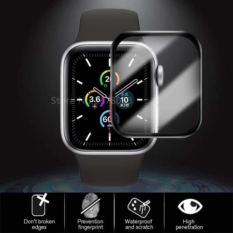 3D Полностью закаленное стекло для Apple Watch Series 5 40 44 мм защита экрана 3D Премиум взрывозащищенное стекло для iwatch 40 44 мм