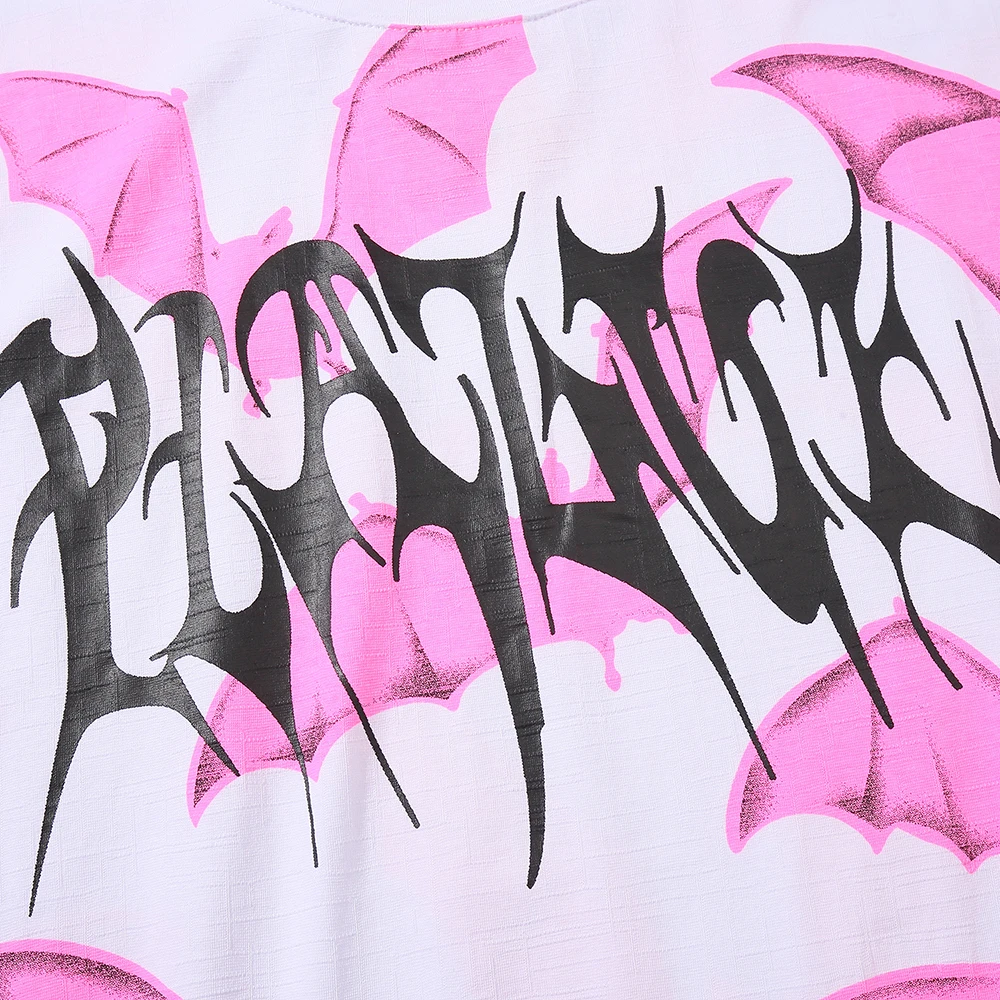 

Pink Bat Graphic Tees Women Punk Shirt Gothic Oversized T Shirt Streetwear Summer Goth Clothes Oversize Tshirt 2021 Fashion Top