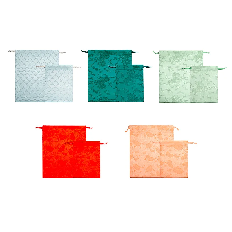 

Five Colors Drawstring Pull String Storage Bag a Little Retro Chinese Style Creative Storage Bag