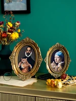 6712 inch european palace vintage photo frame resin family portrait nightstand oval wall hanging picture frames home decor
