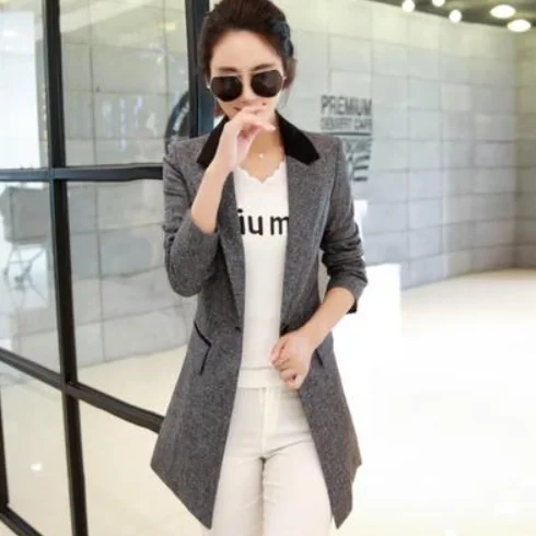 2020 весна осень костюм куртки женские базовые пальто Длинный блейзер Feminino OL