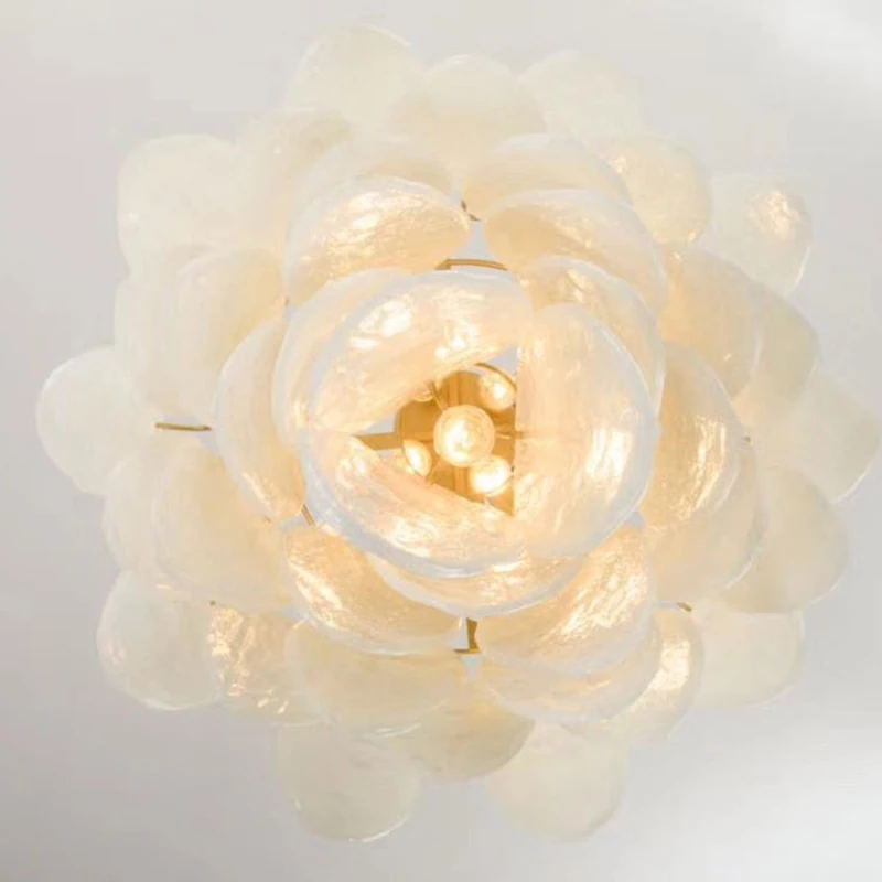 

Luxury Angel Style chandelier living Murano Glass chandeliers hall golden lustre white feather lighting corridor hanging lamps