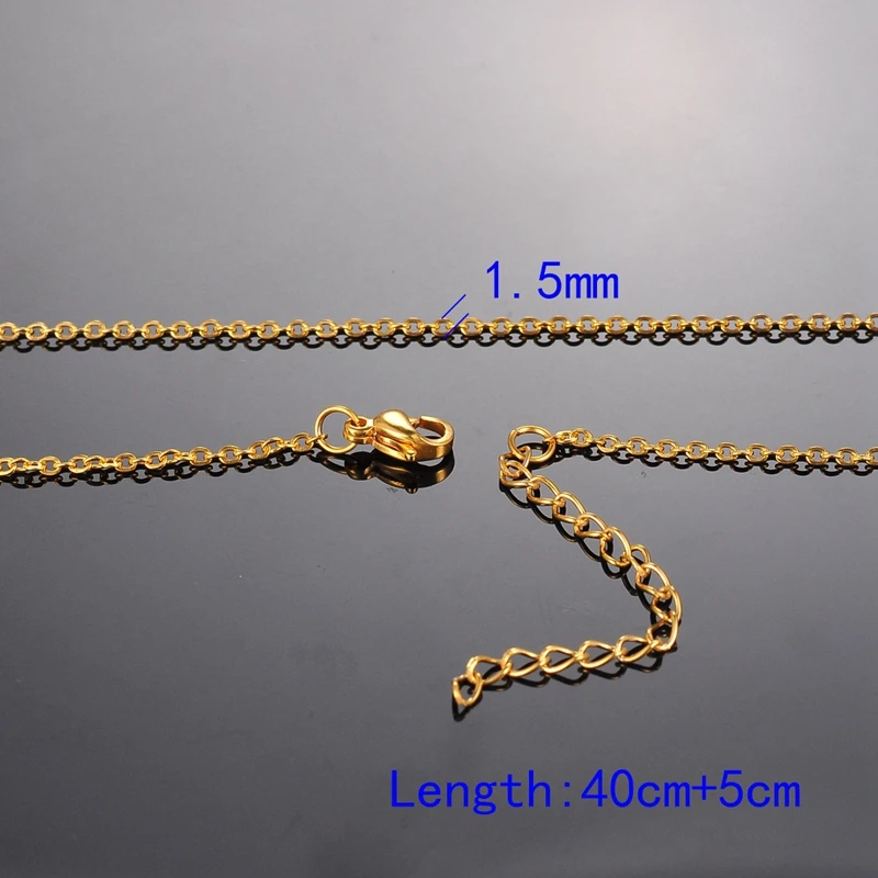 40cmx1.5mm Горячее модное ожерелье из нержавеющей стали с плоской панцирной цепочкой золотого цвета длиной 50 см, 1 шт - Окраска металла: 40cmx1.5mm