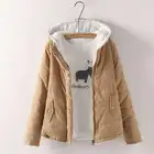 Куртка женская с капюшоном, теплая парка из хлопка, повседневная шерстяная верхняя одежда, осень-зима