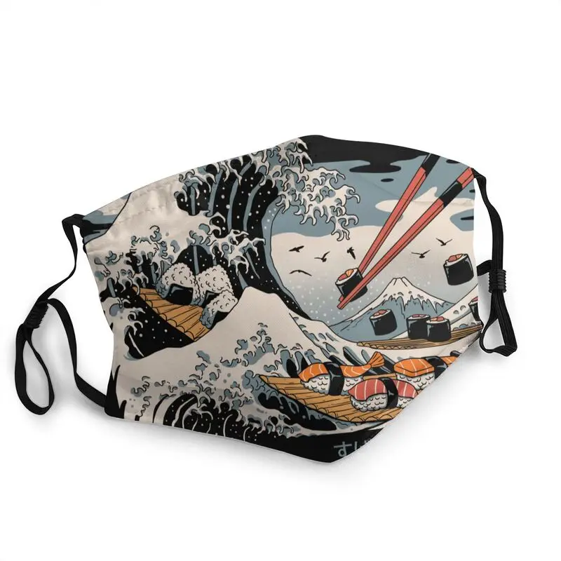 

The Great Sushi Wave Boat Mask Dustproof Breathable Japanese Harajuku Hip hop Face Mask Protection Cover Respirator Mouth Muffle