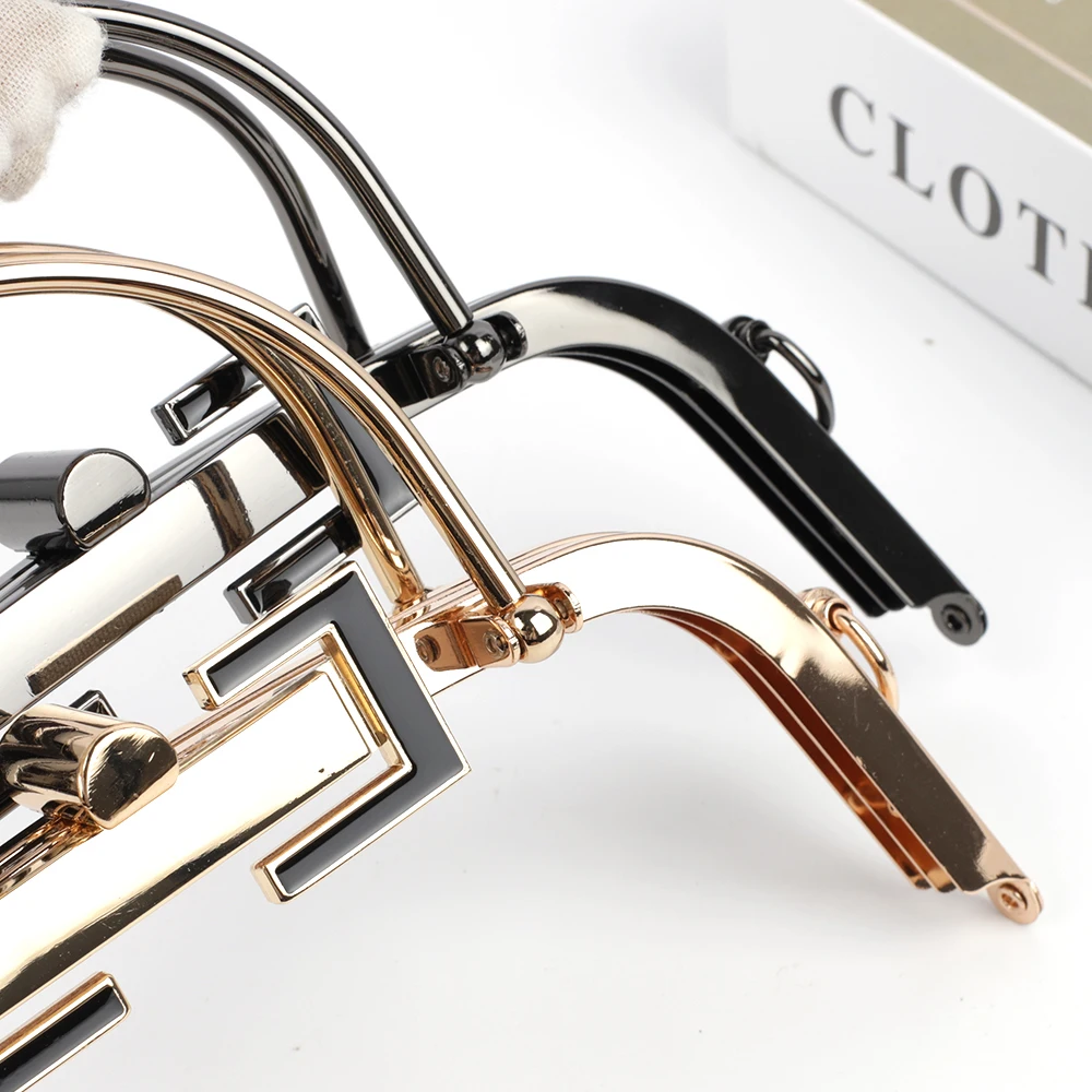 20.5cm Vintage Handle Metal Frame Kiss Lock Sewing Craft Handbag Mouth Gold Bags Part DIY Replacement Wallet Accessaries