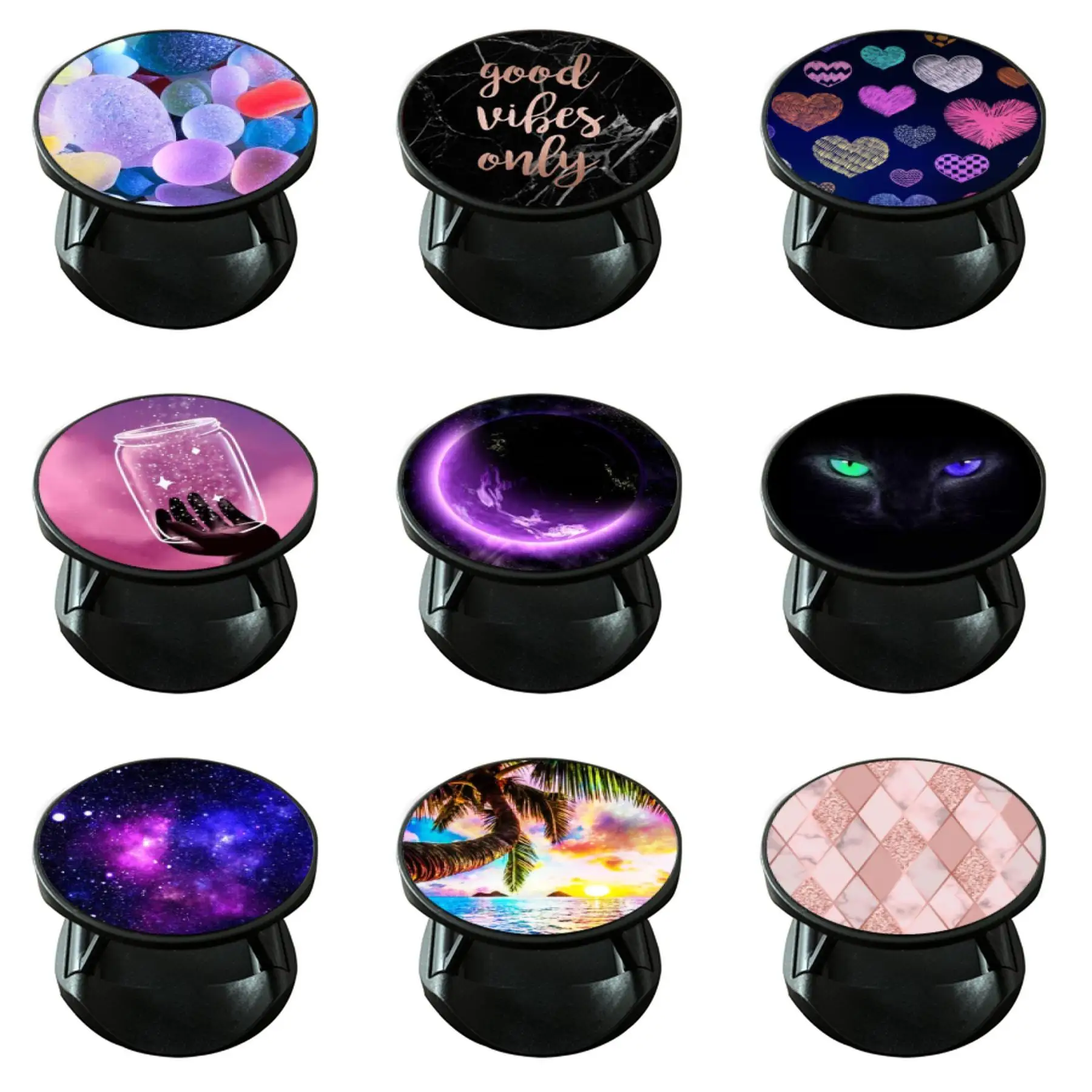 

Round Foldable Phone Holder Multi-Function Mounts Swappable Top For huawei p30 lite Almost All Smartphones