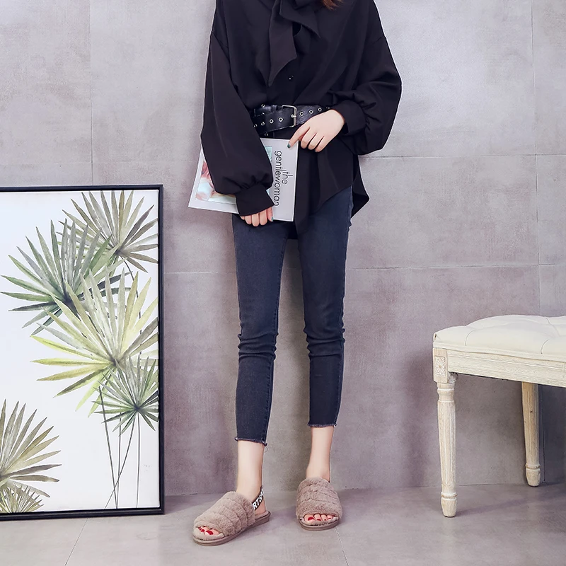 Женские меховые тапочки зимняя обувь большие размеры домашние плюшевые женские