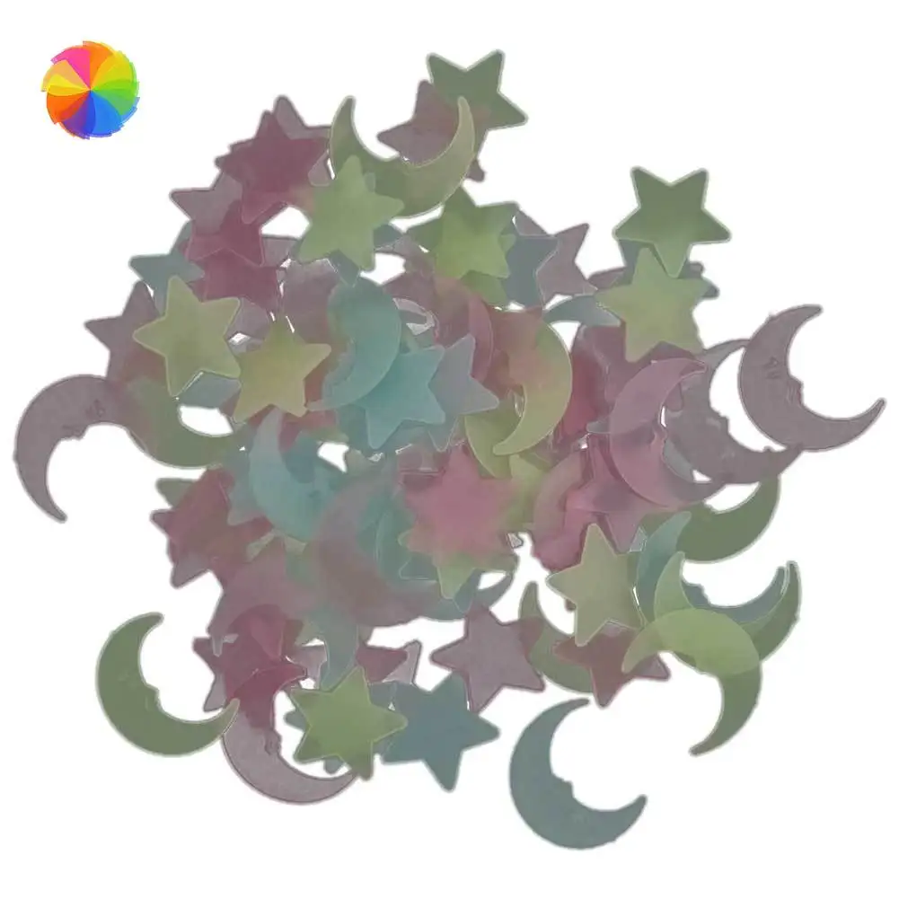 100 шт светится в темноте звезда и Луна энергия флуоресцентный Рождество Дети