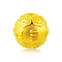 1pcs pure 999 24k yellow gold bead lucky diy gift carved mantra lotus lace bead pendant 11 3 12 3mm