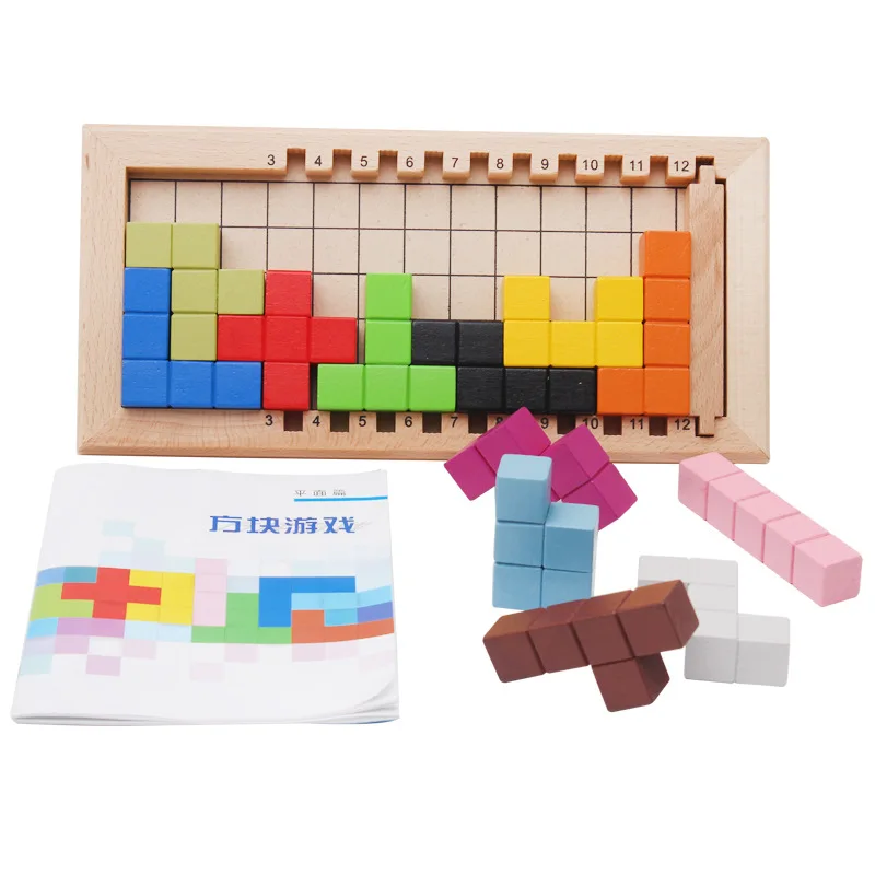 

Colorful Wooden Tangram Tetris Game Brain Teaser Puzzle Toys Baby Preschool Magination Early Educational Kids Toy Children Gift