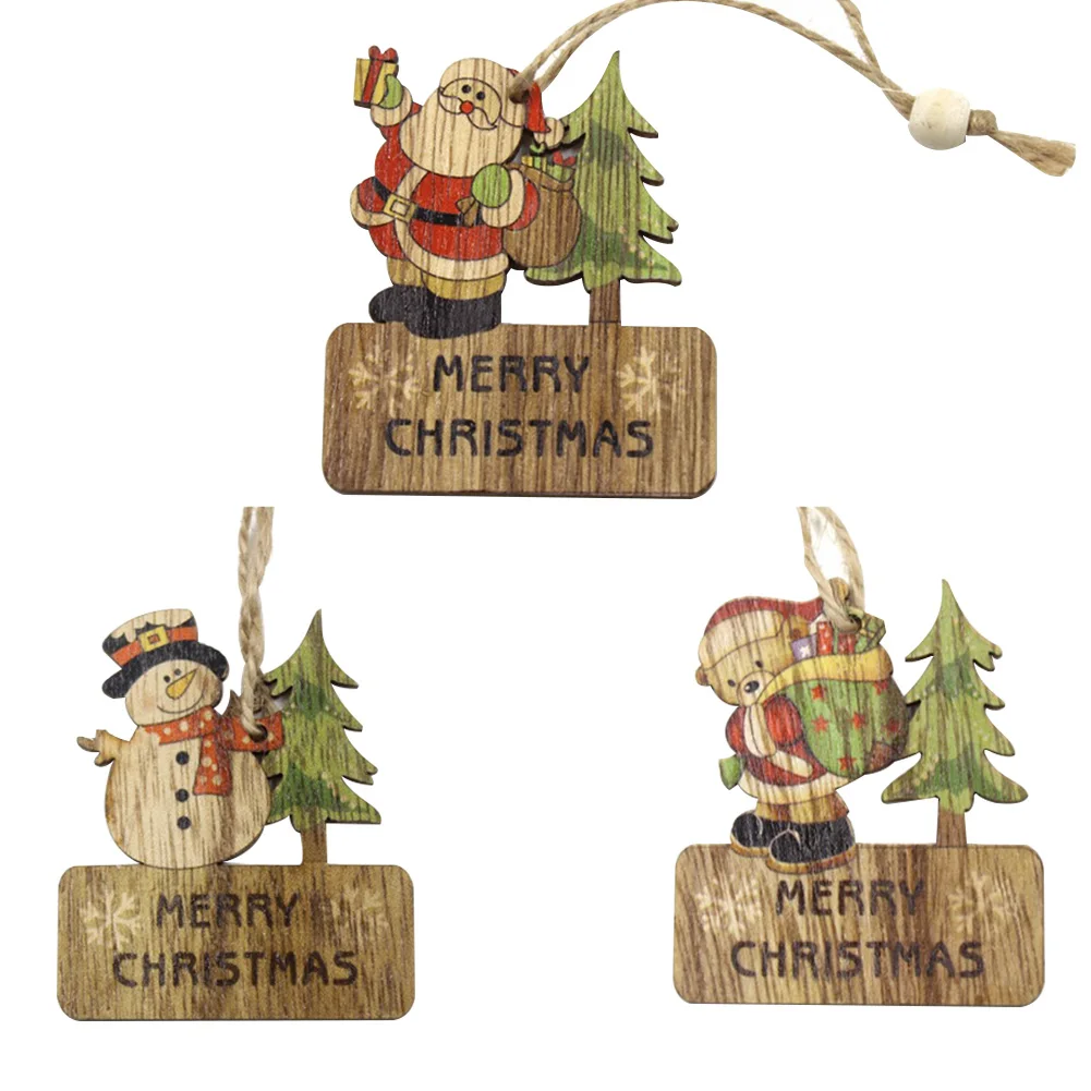3 шт. украшения настенный подарок Рождественский кулон фестиваль деревянные DIY