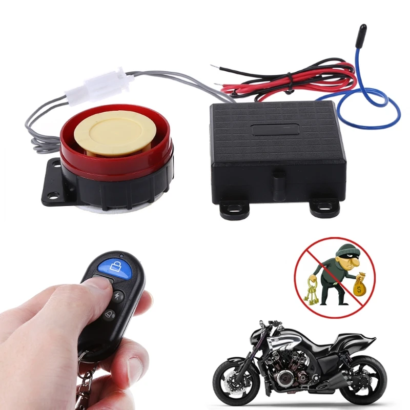 

Scooter Car Security Alarm System Remote Control 12V Anti-theft Bike Motorcycle 23GC