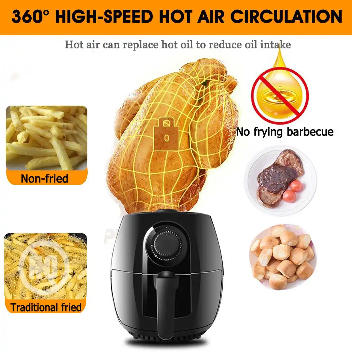 1200W 4L Health Fryer Cooker Smart Touch LCD Airfryer Pizza Oil free Air многофункциональная умная фритюрница