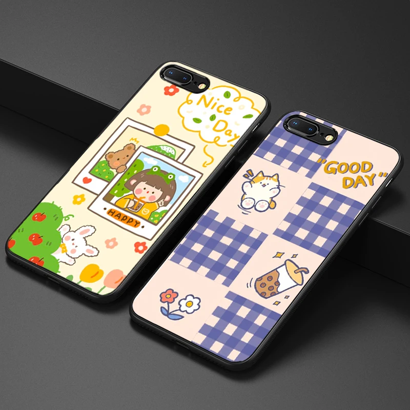 

Nice day Good day Cute cartoon Fashion girl Soft cover for iphone XR X 11 pro max XS phone case SE2020 6s 6 7 8 plus 5s 10 shell