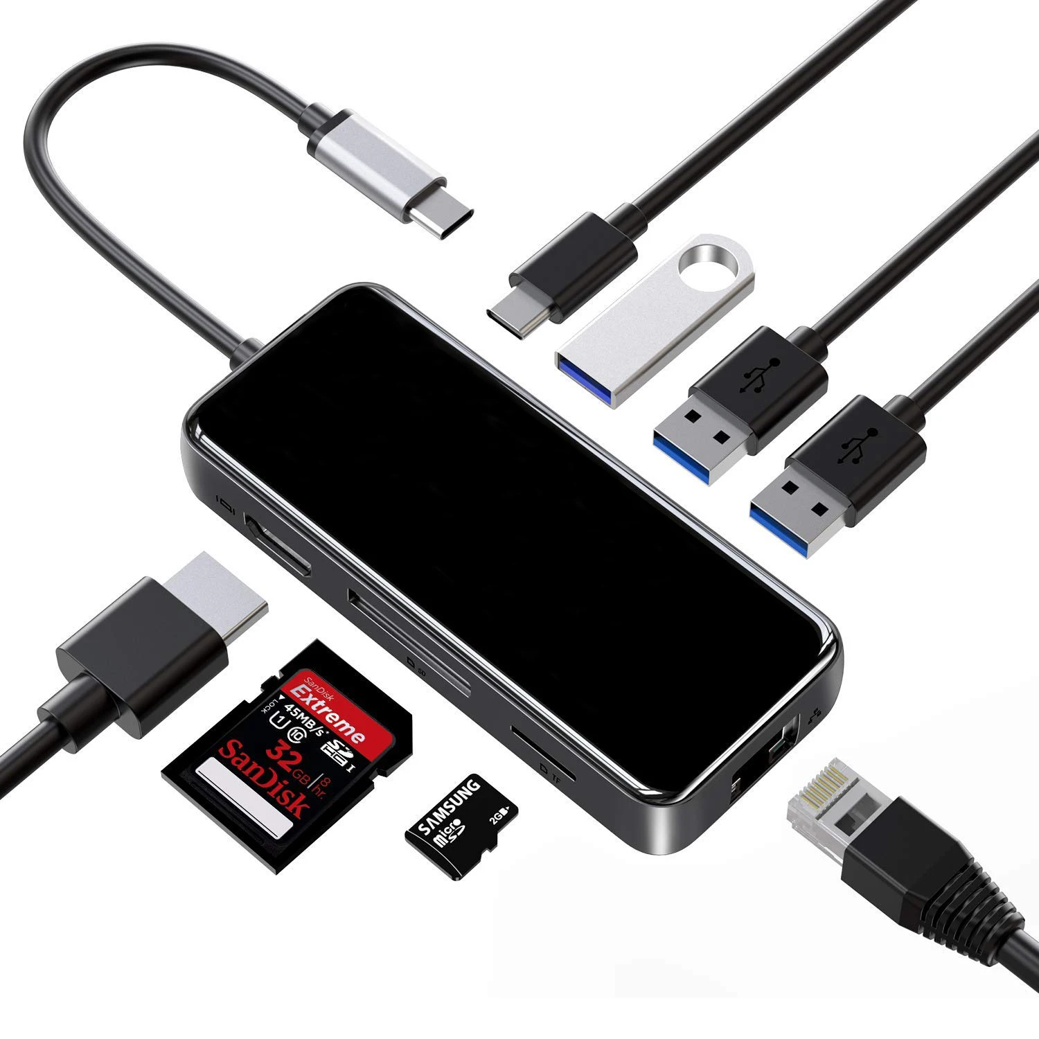 

USB C концентратор док-станция 3 * USB 3,0 4K HDMI USB-C 87 Вт PD type-C концентратор адаптер для MacBook Pro 8 в 1 концентратор для iPad Pro