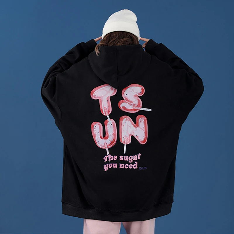 

Autumn Fashion Hoodies For Women Letters Print Oversized Harajuku Hip Pop Preppy Style Hooded Pullover Casual Loose Tops Spring