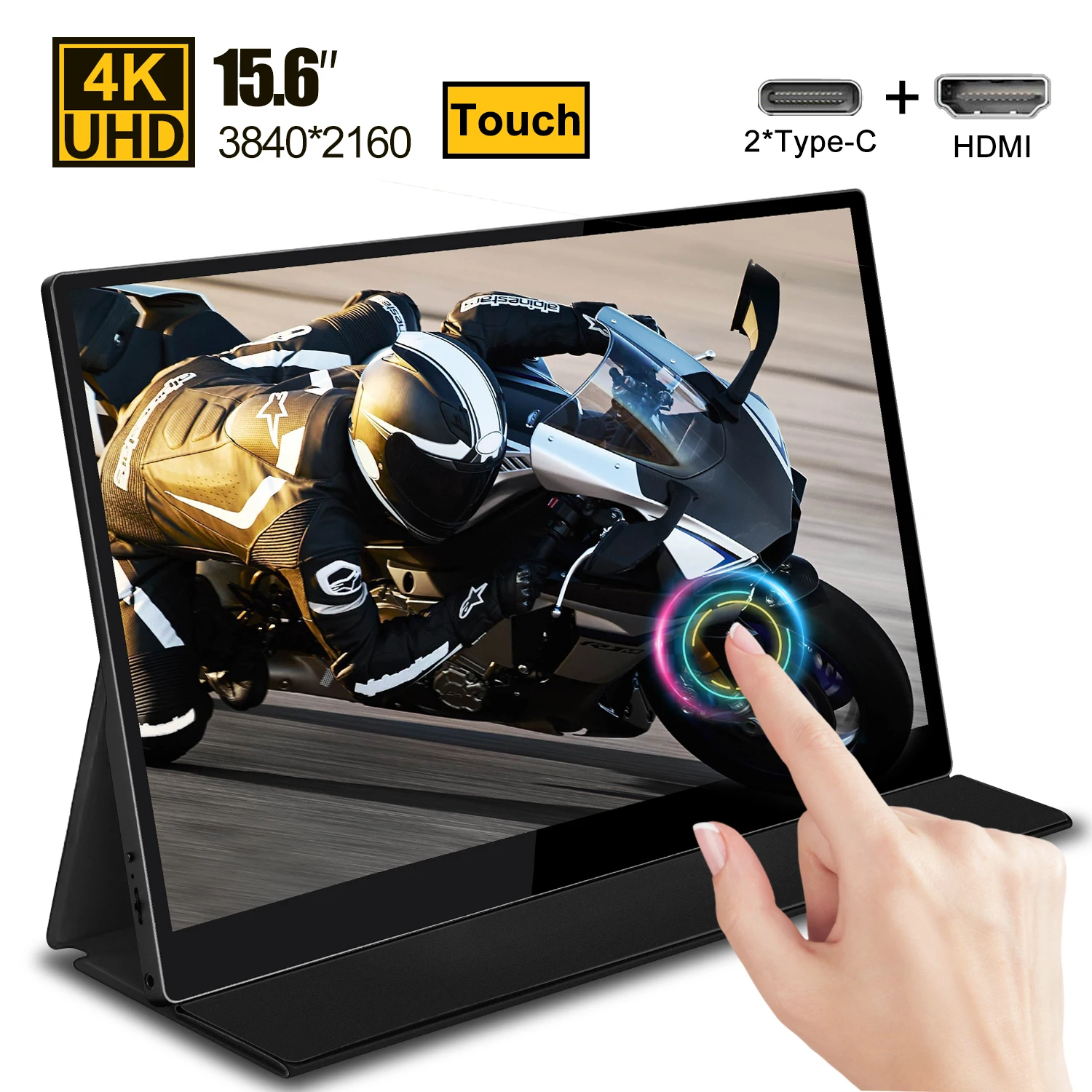 구매 4K 터치 스크린 모니터 휴대용 LCD 디스플레이 X 박스 시리즈 X PC PS4 컴퓨터 15.6 인치 IPS 스크린 게이머 모니터 HDMI 유형 C