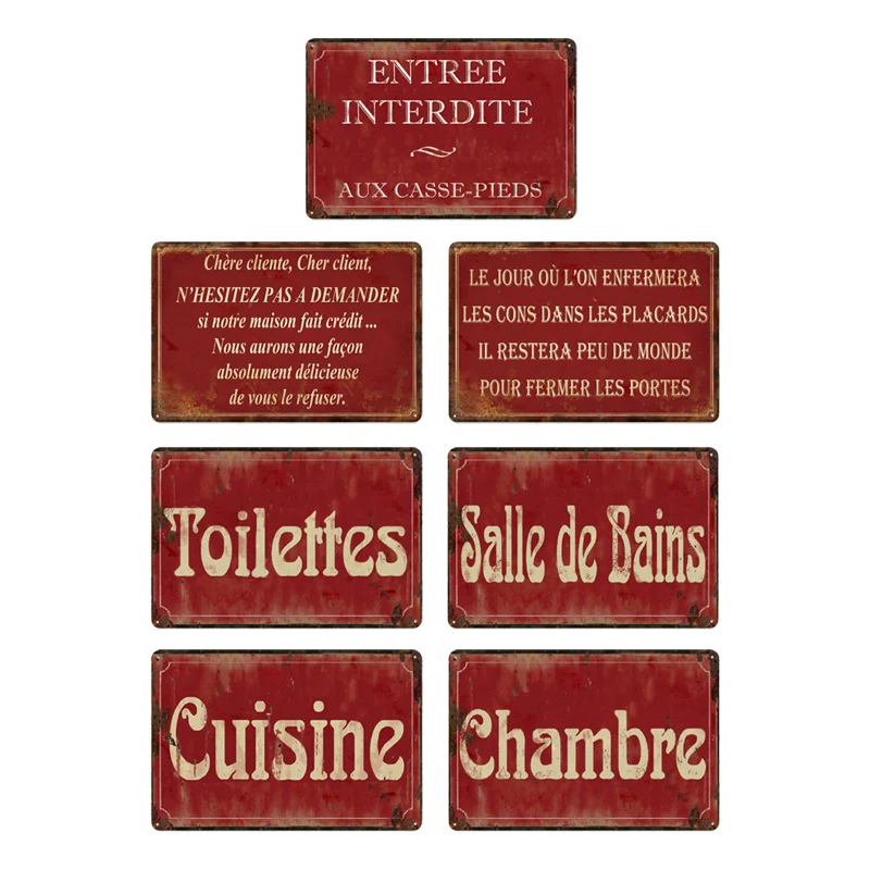 Металлическая винтажная французская Ретро металлическая Жестяная Табличка для