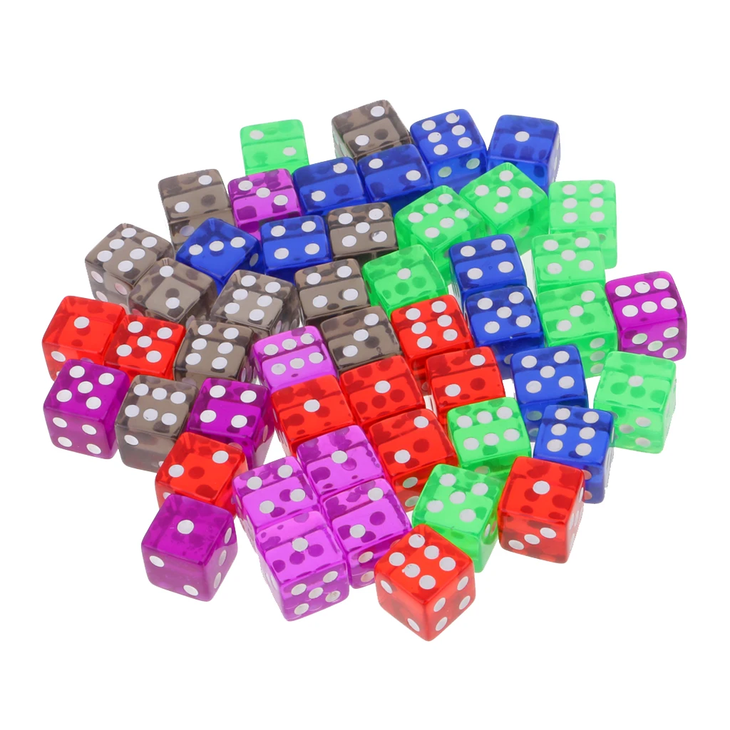 50 штук D6 игральные кости 16 мм Die Six Sided w/ Bag для MTG PRG TRPG настольные игры игрушки |