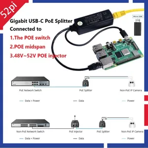 52Pi Gigabit Raspberry Pi PoE разветвитель Gigabit USB Type C Power Over Ethernet IEEE 802.3af PoE Switch Extension