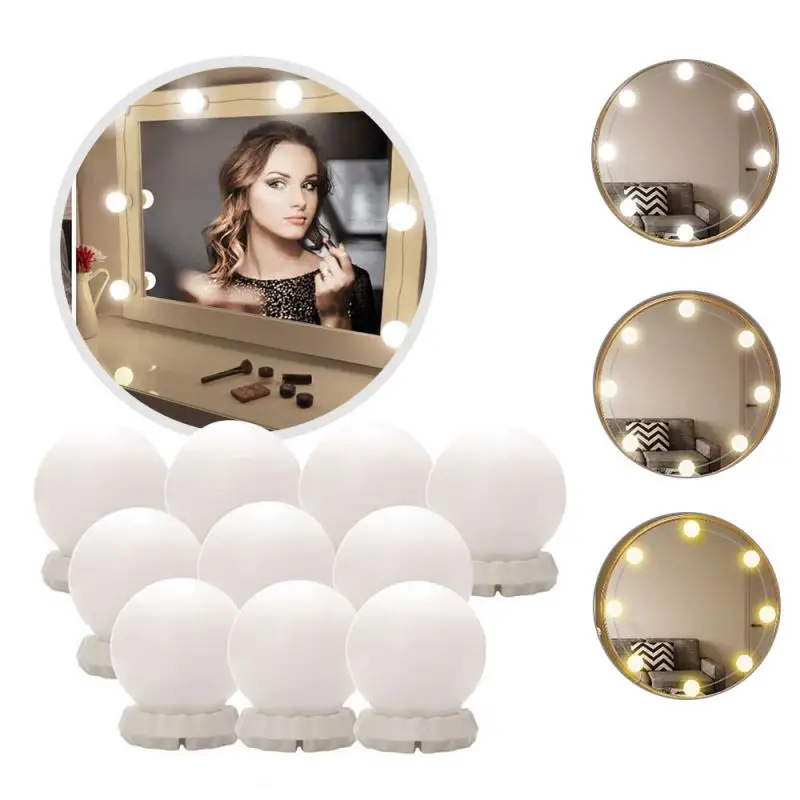 

Лампа для зеркала для макияжа, трехцветсветильник настенная лампа с USB и 10 светодисветодиодный, приглушаемая лампа для туалетного столика, 5...