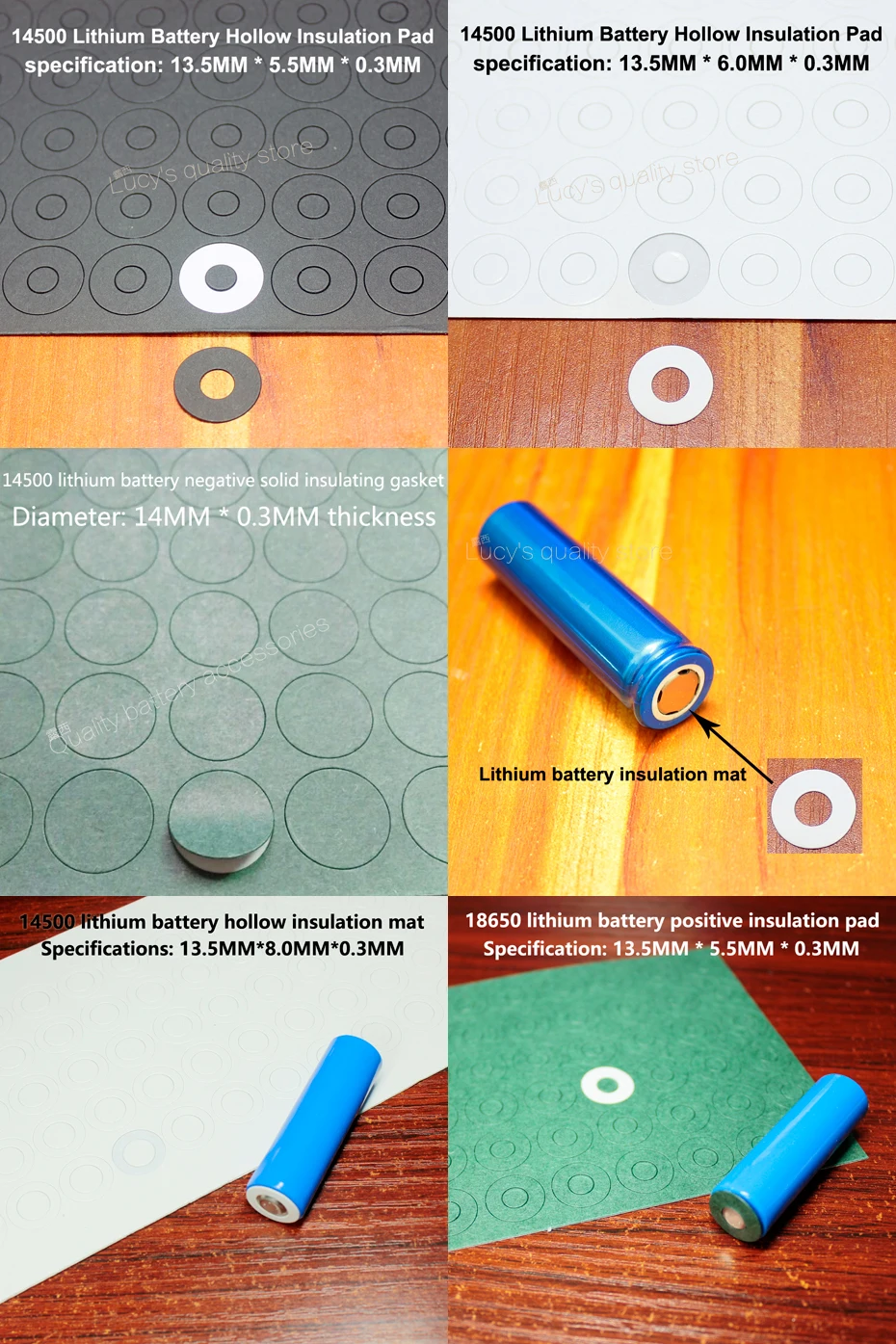 100pcs/lot 5th battery positive patch 14500 lithium battery negative solid insulating gasket fast paper