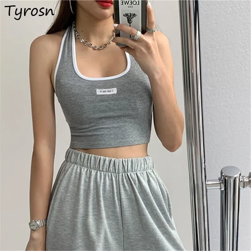 

Майка женская облегающая, пикантное нижнее белье, Элегантный Модный укороченный топ без рукавов, с красивой спиной в Корейском стиле, на лет...