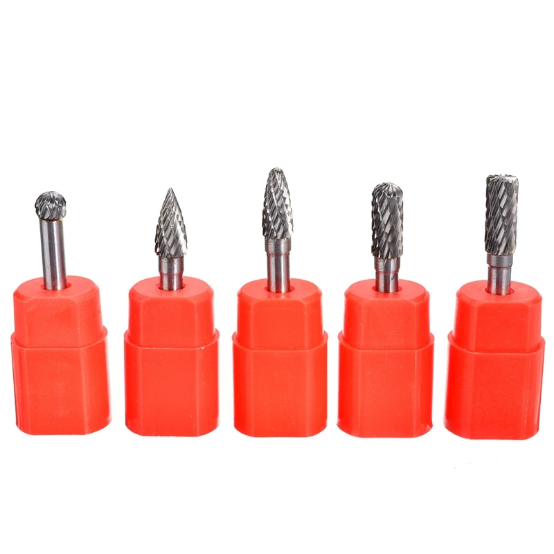 

5Pcs Tungsten Carbide Burr 6Mm Shank Rotary Drill Bit Set Electric Grinder Accessories for Metal Engraving Grinding