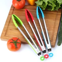 1pcs silicone food tong high temperature resistant non slip cooking steak barbecue bread salad food tongs kitchen accessories