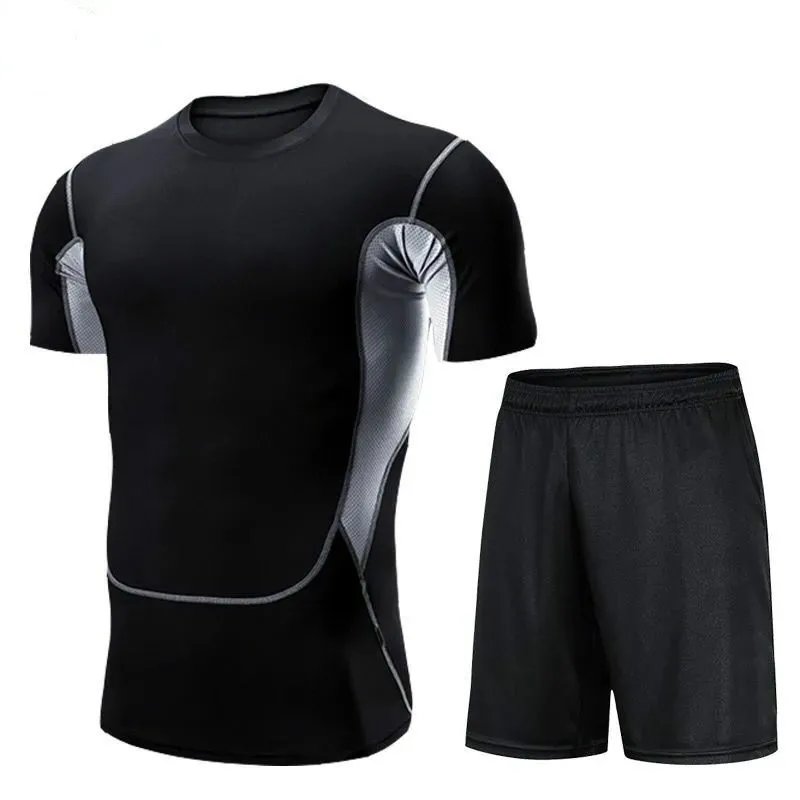 

2021 New 5pcs/set Men's Sports Gym Jogging Quick-drying Men's Sportswear Men's Tight-fitting Breathable Sports T-shirt