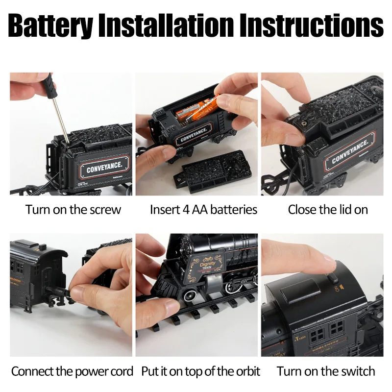 

Classic City Railway Alloy Electric Train Model High-tech Track Car Sound Lighting Steam Trains House Kit Toys For Children Gift