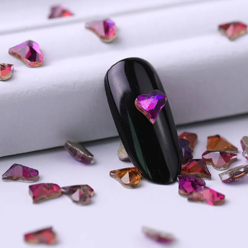

10 pieces Flatback Colorful Heart Nail Rhinestone For Nail Art Decorations Crystal Glass Stone Manicure 3D Shiny Rhinestone Gem
