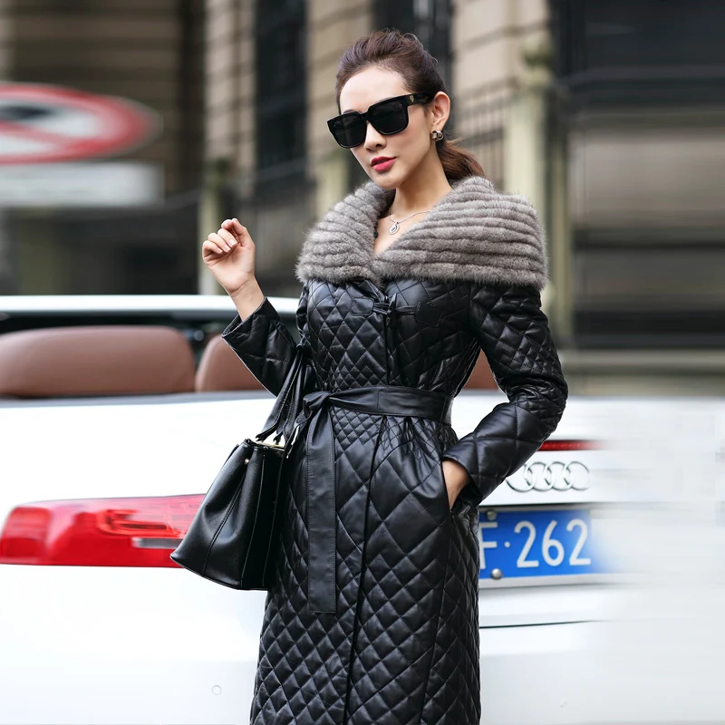Женская куртка из натуральной кожи с меховым воротником L2497 | одежда