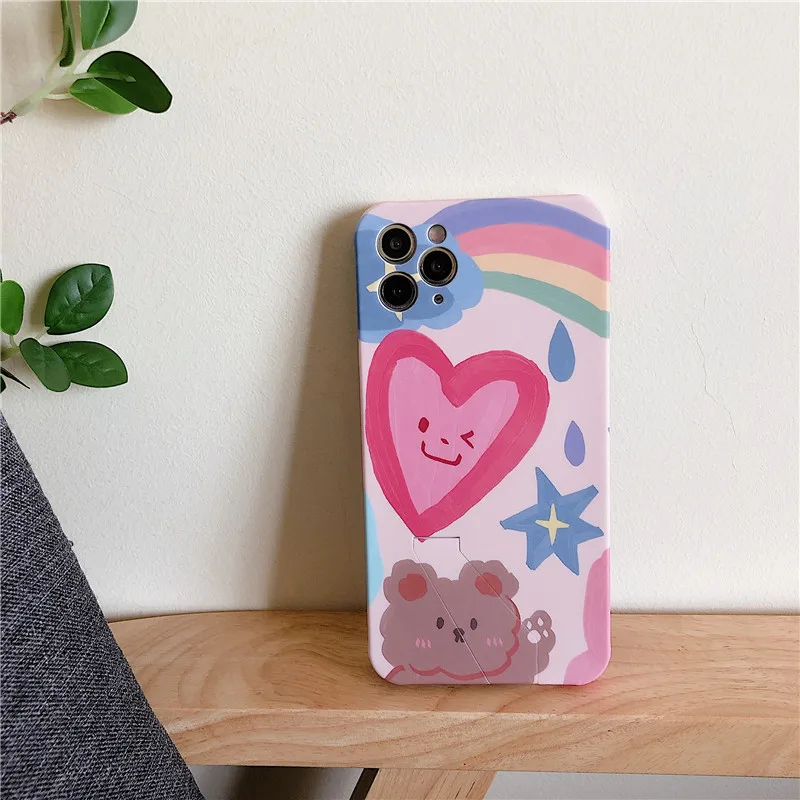 Милый чехол для телефона с сердечками и медведем iPhone 11 Pro Max SE 2020 7 8 plus X XR XS задняя