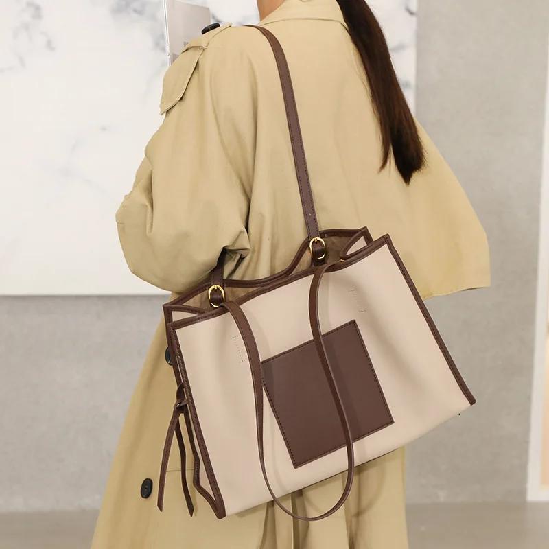 

2021 New Fashion Tote Bag Niche Large Capacity Commuter Women's Bag Genuine Leather Bucket Bag Handbag Shoulder Bag for Women