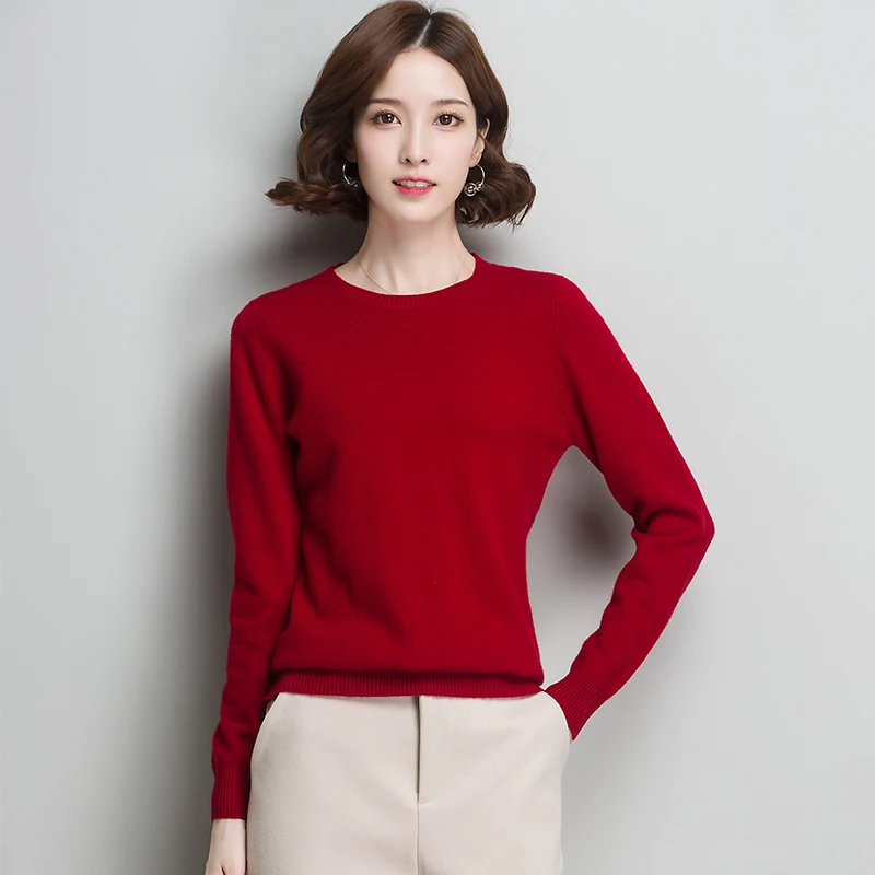 Женский Теплый вязаный свитер пуловер из 100% натуральной шерсти сезон осень-зима