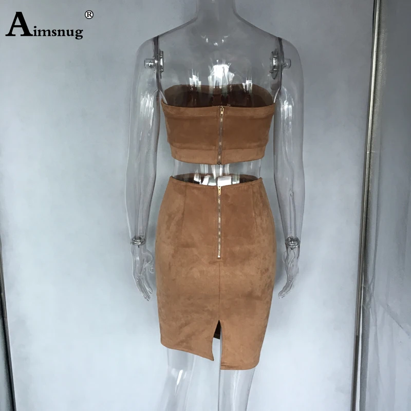 Aimsnug сексуальные комплекты из топа и юбки новинка 2019 Женский комплект двух