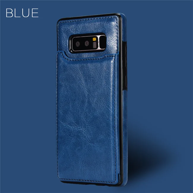 blue Кожаный чехол для samsung Galaxy S10 S9 S8 плюс S7 Edge Note 10 8 9 S10e A50 A30 A10 Магнитный чехол-бумажник держатель для карт с подставкой для задней панели - Цвет: blue