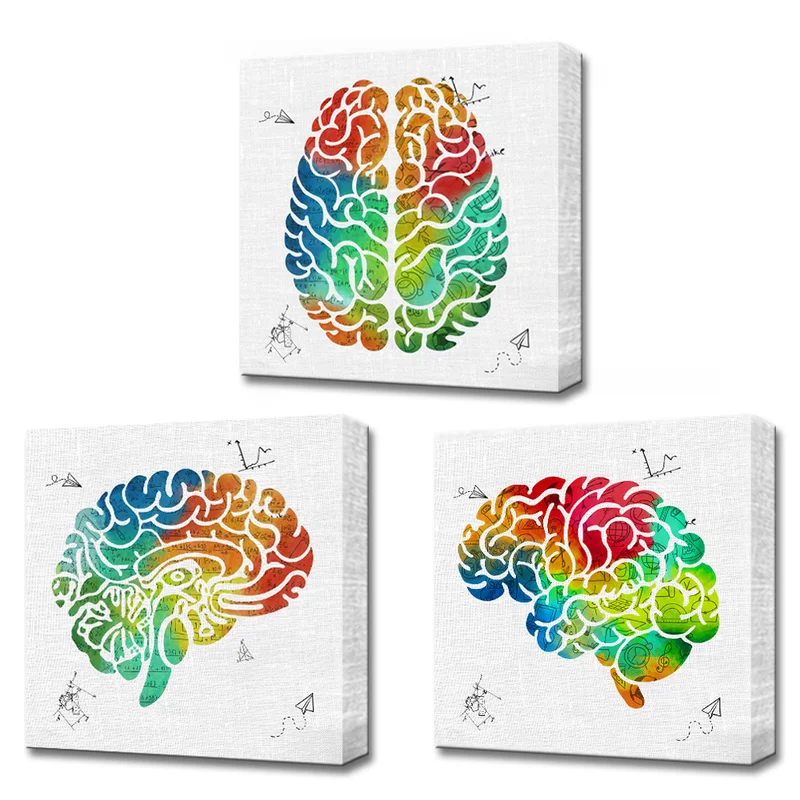 

3 Panels Canvas Home Decor Modern Poster Different Angles of The Brain Print Wall Art Painting Living Room Decoration Pictures