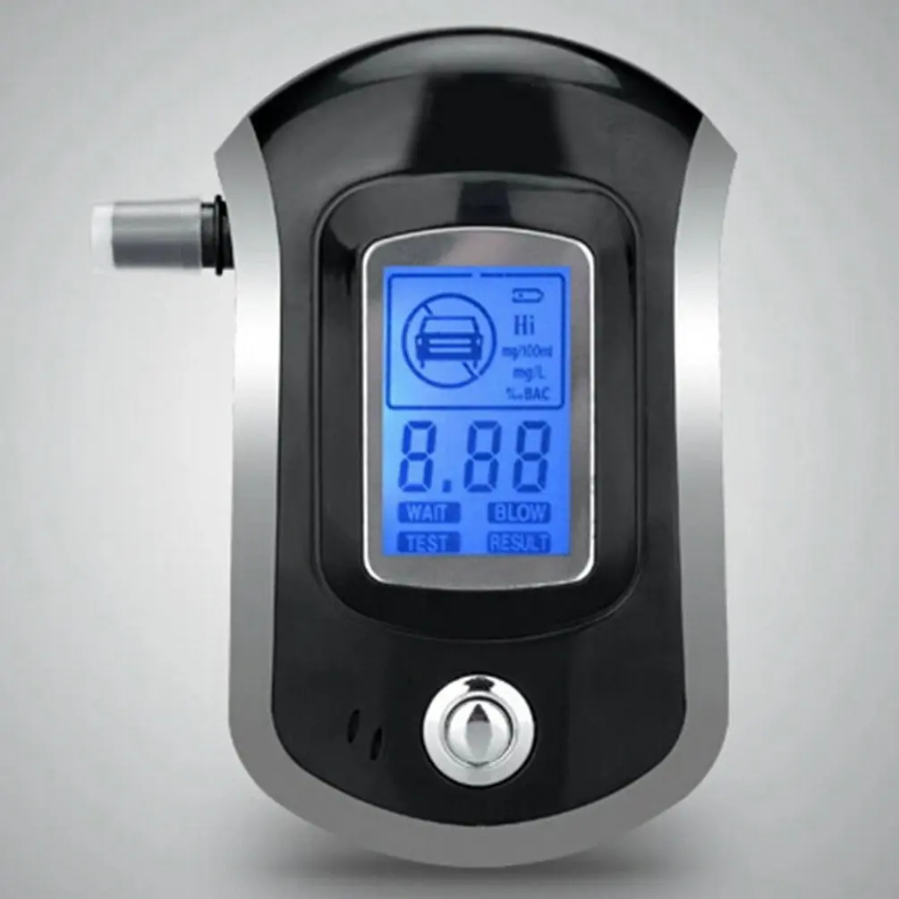 

100% Digital Breath Alcohol Tester LCD Breathalyzer Analyzer 5 Mouthpiece High Sensitivity Professional Quick Response AT6000