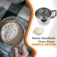 handheld flour sieve semi automatic home kitchen icing sugar strainer cup stainless steel mesh flour filter diy baking tool
