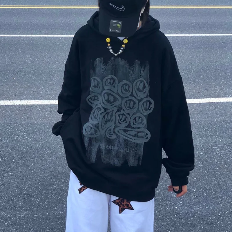 

Женский винтажный свитер с капюшоном, Осенний свободный тонкий пальто в Корейском стиле, свободный студенческий Топ, 2021