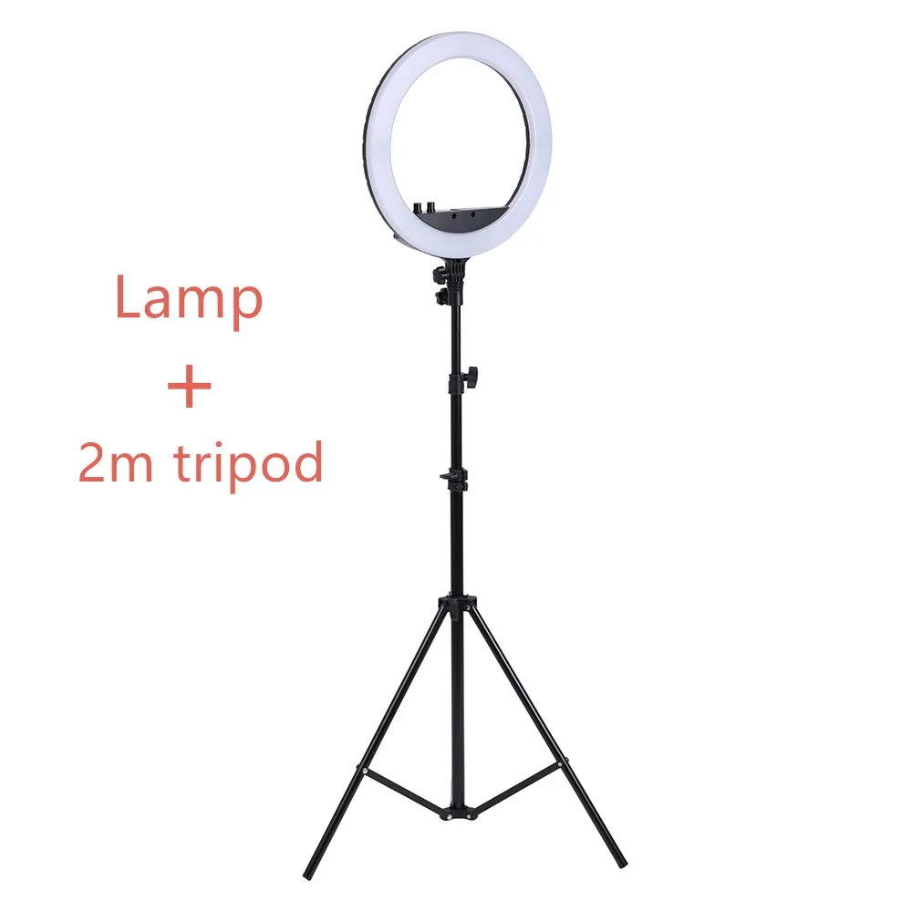 Lamp and 2m tripod 14 дюймов фотостудия светильник ing светодиодный кольцевой светильник 3200-5600k фотографии, кольцевая лампа приглушенного с подставкой для портретной съемки, макияж, мобильного телефона в реальном времени - Цвет: Lamp and 2m tripod