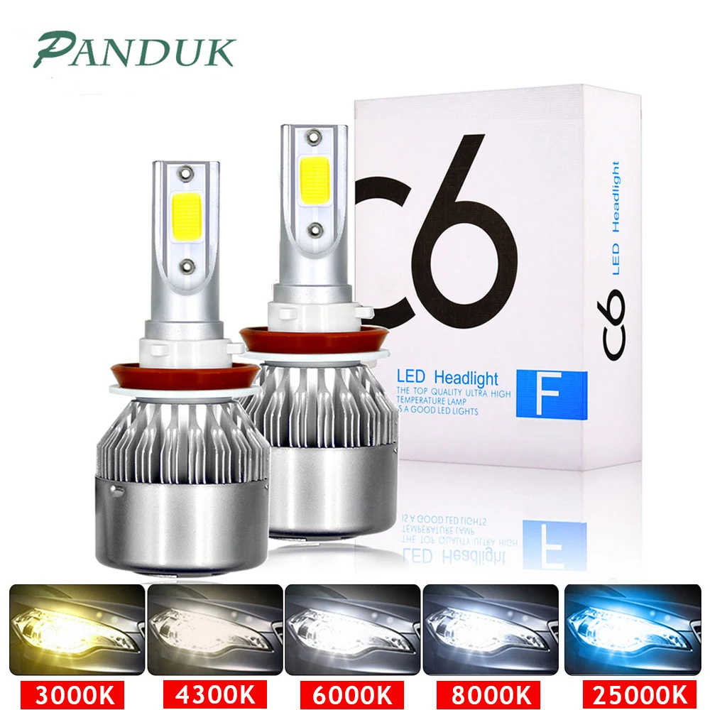 PANDUK C6 H1 H3 светодиодный фар Hulbs H7 Автомобильные фары H4 880 H11 HB3 9005 9006 3000K 6000K 72W 12V 24V 8000LM