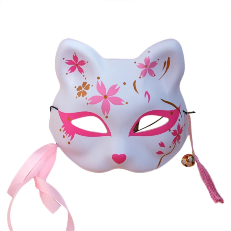 Маска Y1UE на половину лица с изображением кошек японские маски Кабуки кицунэ для