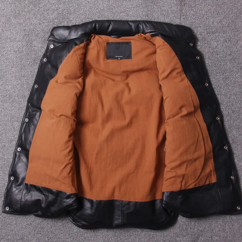 

2021 S-4XL New Winter Mens Genuine Sheep Leather Vest Fashion Sheepskin Real Leather Solid Sleeveless Mens Single Breasted Vest