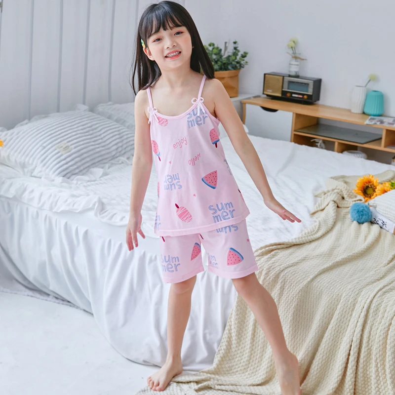 Шелковые шорты на бретельках без рукавов с принтом арбуза и мороженого Домашняя