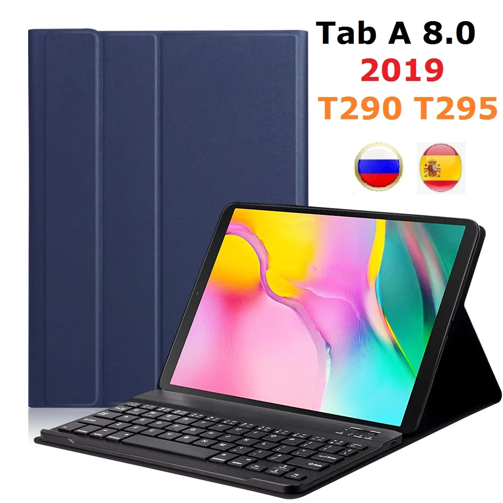 

8'' Russian Spanish Coque For Samsung Tab A 8.0 2019 T290 T295 Case with Keyboard Wireless for Samsung Tab A 8.0 T290 T295 Cover